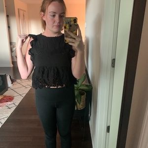 Black Lace Crop Tank Top